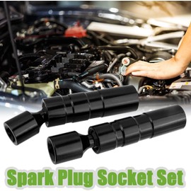 Bestgle Set of 2 Spark Plug Wrench 14mm / 16mm Plug Wrench Magnetic Spark Plug Socket 9.5mm (3/8") 12 Angle Thin Wall 360 Degree Rotation Universal Joint Spark Plug Socket Disassembly Tool for Car and