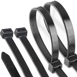 ORTAVA Kabelbinder schwarz 300 mm x 7,6 mm, 100 Stück Kabelbinder UV Beständig 75 kg Zugfestigkeit für Industrie, Kabelmanagement, Gartenbau