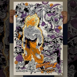 Dragon Ball Z Screenprint Poster Frieza Saga Kevin Chin Anime Goku Vegeta Freeza