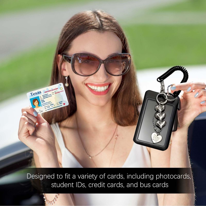 2-Piece Photocard Holder Keychain with Heart-Shaped - Clear Protective Sleeves