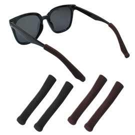 Dijedev 2Pairs Ear Pads for Glasses, Ear Cushions for Glasses, Eyeglasses Temple Tips Sleeve Protectors, Eyeglass Socks, Eyeglass Ears Behind Guards Ends Arm Covers (Black & Brown)