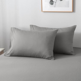 Nokolulu Egyptian Cotton Queen Pillowcases Set of 2 | 400 Thread Count Ultra-Soft & Breathable Pillow Covers - Skin-Friendly Envelope Pillow Cases (Gray, 20x30 Inches)