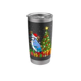 Blue Jay Bird Xmas Tree Lights Santa Hat Blue Jay Christmas Stainless Steel Insulated Tumbler