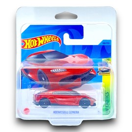 Hot Wheels Koenigsegg Gemera (Red) 4/10 HW Exotics - 2023-188/250 (Short Card) - COMES IN A KLAS CAR KEEPER SHORT CARD PROTECTOR CASE - HKK56