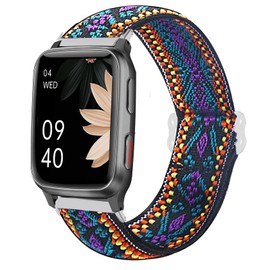 Lamshaw Compatible for Popglory 1.85'' P66 Smart Watch Band, Stretch Elastics Adjustable Strap Compatible for MorePro H56 Smart Watch/Kimnix T99 Pro Watch/LESHIDO CS08 1.85" Watch (Purple Blue)