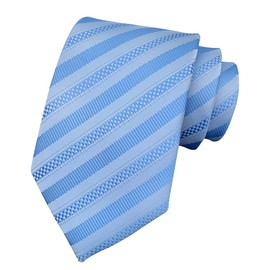 marysgift School Tie Stripe Men's Classic Blue White Jacquard Woven Silk Ties Formal Party Wedding Business Fashion Necktie (TW09 Light Blue Stripe, 148)