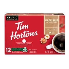 Tim Hortons Hazelnut Flavoured Coffee, Single Serve Keurig K-Cup Pods, Medium Roast, 12 Count