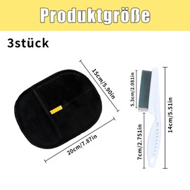 Set of 3 Fur Magnetic Glove Pet Hair Remover with Comb, Electrostatic Hair Removal for Dogs & Cats, Ideal for Living Room & Bedroom, 20 cm x 15 cm + 14 cm