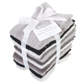 Hudson Baby Unisex Rayon from Bamboo Woven Washcloths 12pk, Black White