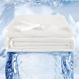 FLXXIE Cooling Comforter Twin Size, Cooling Blanket, Japanese Double-Sided Cold Tech Fabric, Q-Max 0.45,Duvet Insert, Gifts for Women, Men, 68x90 Inches, White