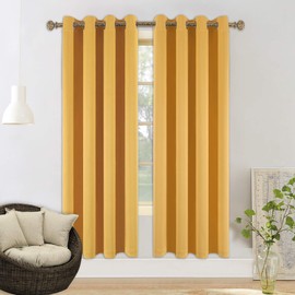 YGO 84 inch Bedroom Curtains Panels Functional Blackout Curtains Panels for Bedroom Thermal Insulated Privacy Assured 52 x 84 Inch in Mustard Yellow Color Set of 2
