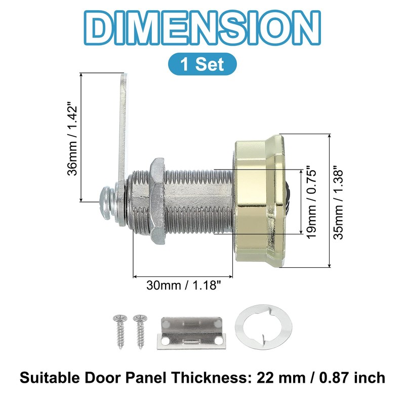 PATIKIL 組み合わせカムロック 亜鉛合金 キーレス 3桁パスワード ファイルキャビネットロック 1-3/16" シリンダー クロム仕上げ セキュリティロック