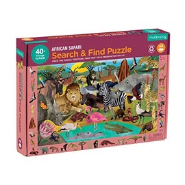 Mudpuppy African Safari — 64 Piece Search & Find Puzzle Jigsaw Puzzle Featuring Diverse Safari Animals and Over 40 Hidden Images to Find for Ages 4+
