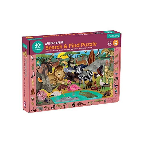 Mudpuppy African Safari — 64 Piece Search & Find Puzzle