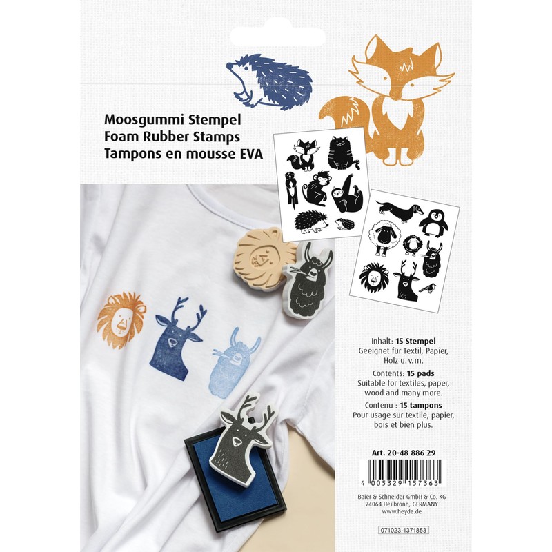 HEYDA Foam Rubber Stamp "Animals" 10-55 mm