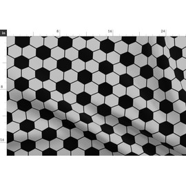 Spoonflower Fabric - Soccer Black Football Ball Honeycomb Gray Silver Sport Printed on Upholstery Velvet Fabric by The Yard - Upholstery Home Decor Bottomweight Apparel