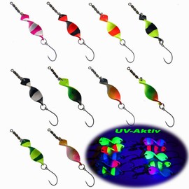 Njord Kalastus Spoons Trout Mega Twist 10 Pieces in Spoonbox | Trout Fishing Spoon Set Trout Bait | Trout Blinker Fishing Trout | Trout Spinner Set Trout Spoon (2.8g UL)