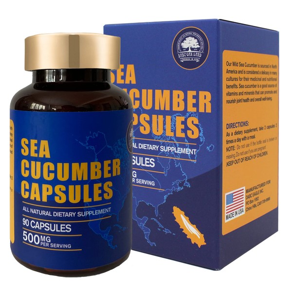 DOL Wild Caught Sea Cucumber Capsules Sea Cucumber Extract Supplement Super Natural Antioxidant, Immune Builder-90 Capsules (One Bottle)