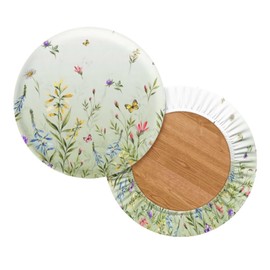 NETILGEN Bar Stool Covers Elastic Fabric Dia 14-16 Inch Round Stool Dust Covers Stretchy Washable Stool Seat Slipcover Chair Seat Cushion Slipcover Furniture Decor, Floral Green