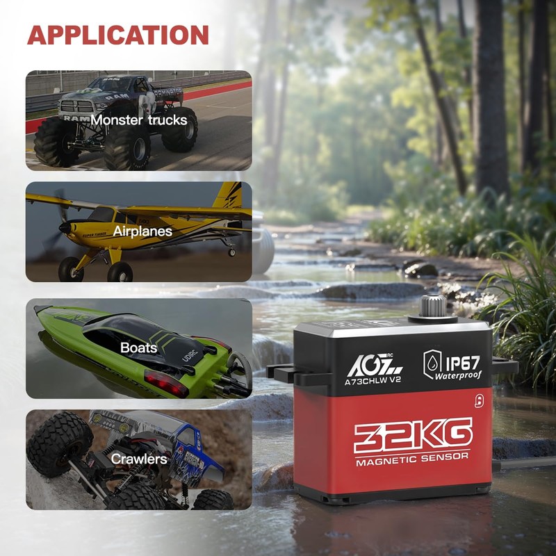 AGFRC 32KG IP67-Waterproof RC-Servo High-Torque - Full Metal Gear Coreless