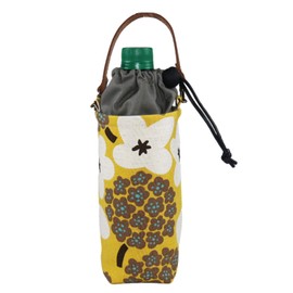 Pet Bottle Cover, Cold and Insulated, Plastic Bottle Case, Water Bottle Cover, Drawstring 16.9 - 23.6 fl oz (500 - 600 ml), Leather Handle (Bouquet, Mustard)