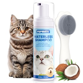 Cat Waterless Shampoo with Brush - No Rinse Formula for Quick Clean Between Baths, Hypoallergenic & Detangling, Reduce Itchy Skin Shedding, Vet-Recommended for Kittens/Senior Cats, Coconut Scent