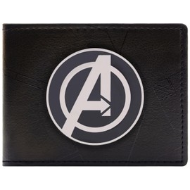 Captain america Avengers Assemble Metal Badge Black ID and Card Bi-Fold Wallet, One Size