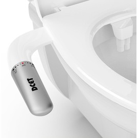 Ultra-Slim Bidet Attachment for Toilet - Dual Nozzle (Frontal & Rear Wash), Adjustable Water Pressure, Non-Electric, Cold Fresh Water, Easy to Install, Fits Existing Toilets (White)