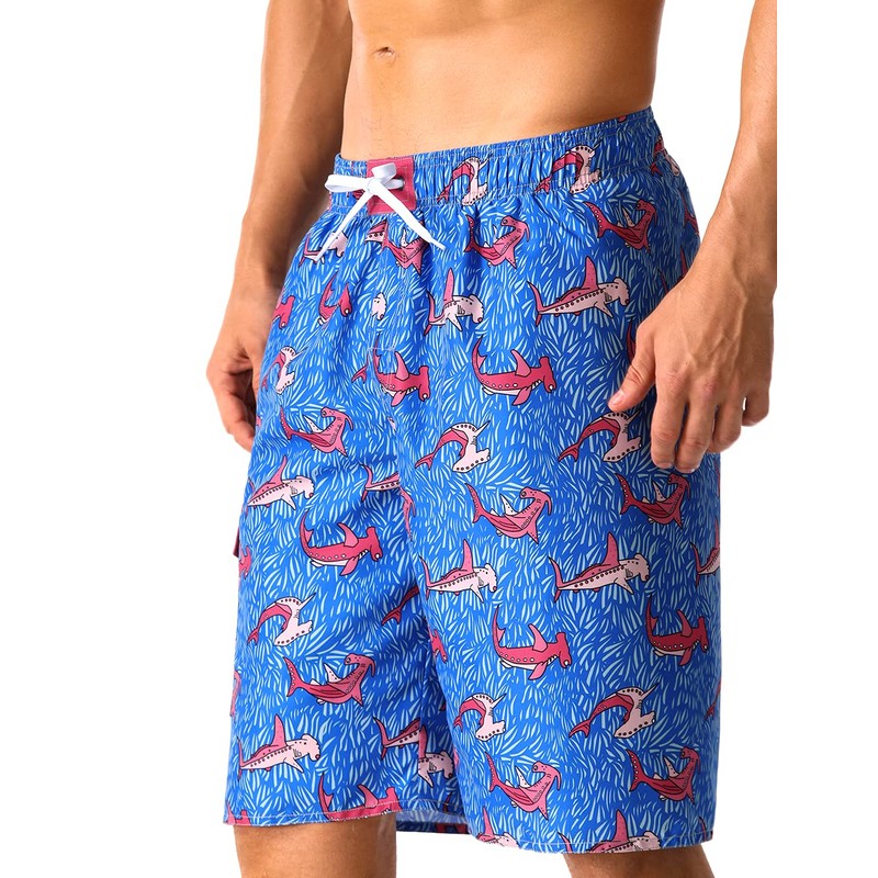 Unitop Bañador para hombre, corte relajado, secado rápido, a rayas