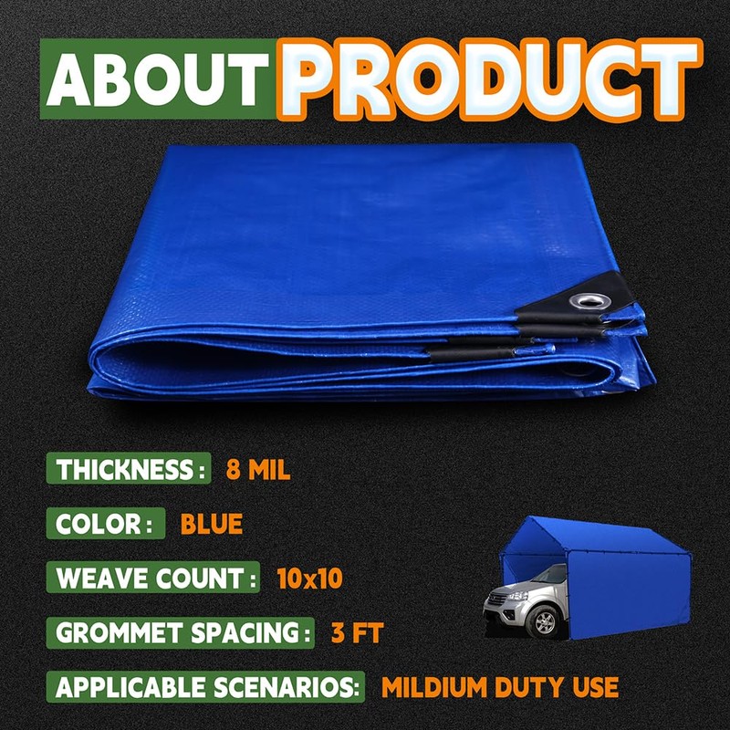 RAINDEWAY Small Tarps 4x6 Feet (2 Pack) 8 Mil, UV