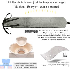 Hot Water Bottle with Cover 2L Super Soft Plush for Neck and Shoulder, Back, Legs,Waist Warm 72 cm Body Hot Water Bottle Long with Pure Natural Rubber