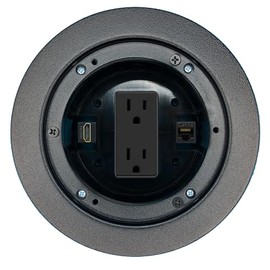 RiteAV CAT5E HDMI Floor Box Wall Plate with Power Outlet [Black]
