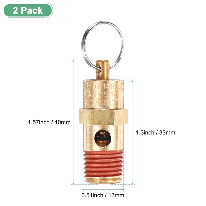 M METERXITY 2-Pack Air Compressor Pressure Release Safety Valve, 1/4"