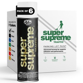 Fox Valley Super Supreme Traffic Marking Spray Paint – 18 oz (6-Pack), Fast-Drying, Long Lasting, Durable & Weather-Resistant - Marking Paint for Roads, Parking Lots, Sidewalks & Factory Floors, White