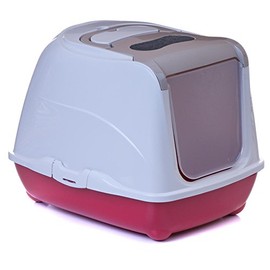 Flip Cat Litter Tray L Grey Beige - Bottom Tray Red