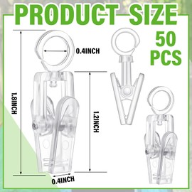 Beeveer 50 Pcs RV Awning Light Clips Clear Curtain Hooks with Clips 360° Camper Trailer Christmas Party String Light Holder Hanger with Ring for Caravan Curtain Wall Banners Photos Display Decor