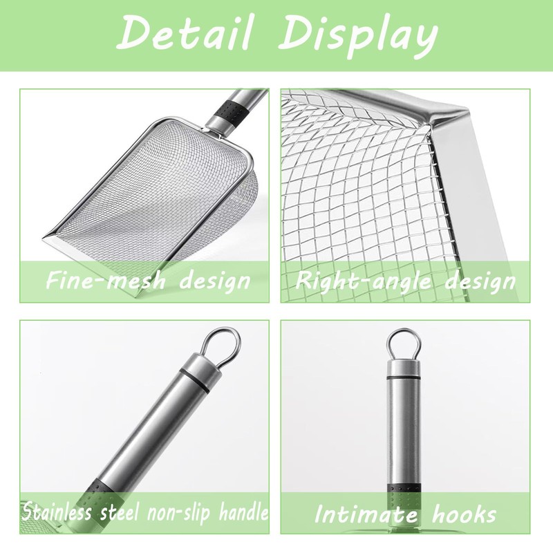 Garden Sieve Set, 4 Pieces, Stainless Steel with Handle, Compost
