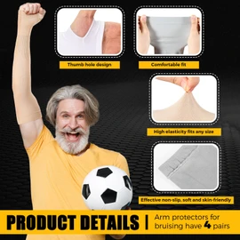 Janmercy 4 Pairs Protective Arm Sleeve for Thin Skin Elderly Skin Protector Sleeve Bruising Abrasions Arm Protection Sleeve(Mixed Color)