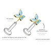 PIERCINGLINE Titanium Attachment with Push Pin Butterfly and Synthetic Turquoise
