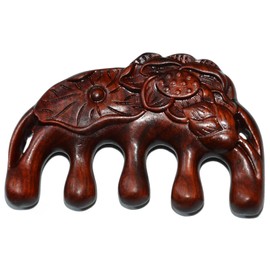 Tostyles Wood Wide Tooth Hair Comb Head Scalp Massage No Static Green Sandalwood Hair Pick Wooden Comb for Women Men Kids Hair Neck Hands Legs Caring Tool (Flower 1)