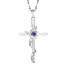 Rocayi Cross Necklace for Women 925 Sterling Silver December Birthstone