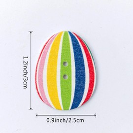 100 pcs Wooden Easter Eggs Buttons Easter Egg Buttons Mixed Color with 2 Holes for DIY, Sewing, Scrapbooking, Party Decoration