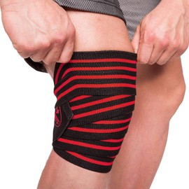 C.P.Sports Knee Brace, Knee Wraps 200 cm - T25 - Weight Training, Bodybuilding, Powerlifting, Men, Women, Fitness Bandage, Training, Deadlift (Black Red)