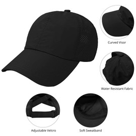 AoMoon Criss Cross Adjustable Ponytail Baseball Cap Quick Drying Sun Hats UV Protection Sport Cap for Women (Black+White)
