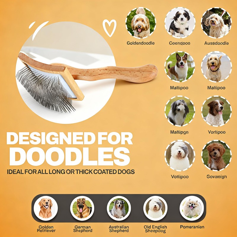 YOYUPETA 5-Piece Dog Grooming Kit, Large Long Pin Dog Slicker
