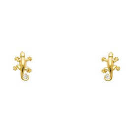 Wellingsale 14K Yellow Gold Polished Lizard Stud Earrings With Screw Back