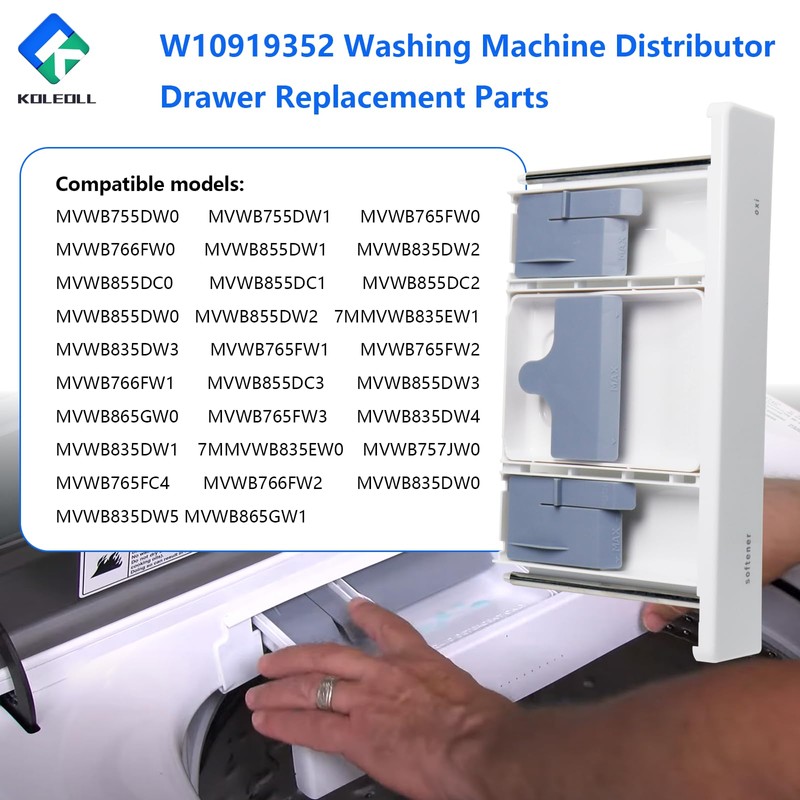 W10919352 Washer Dispenser Drawer Replacement W10601825 Compatible With Whirlpool Maytag