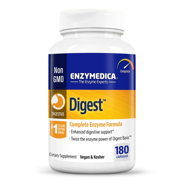 Enzymedica Digest, Complete Enzyme Formula for Everyone’s Digestive Health, with Full Range of Enzymes for Everyday Diets, 180 Capsules (FFP)