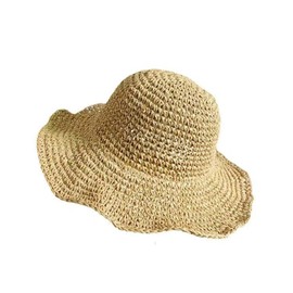 FDRJKN Straw Hat, Wide Brim Sun Hat for Women, Summer Beach Hats Foldable Design for Travel and Outdoor Activities, Khaki