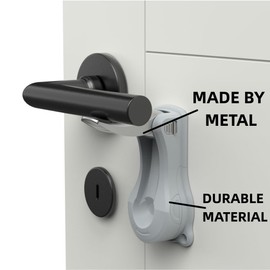 Baby Proof Door Handle Lever Lock Child Proofing Safety Lock for Door Handles Door Lever Lock One Hand Operation Simple Install No Drilling Child Safety Door Handle Lock (Grey, 1 Pack)